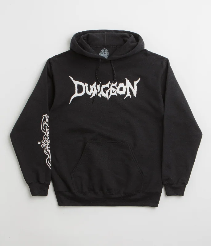Dungeon Chain Logo Hoodie - Black / White Hoodie with Hidden Zipper Minimalist Clean Dungeon Chain Logo Hoodie - Black / White Hoodie with Hidden Zipper Minimalist Clean