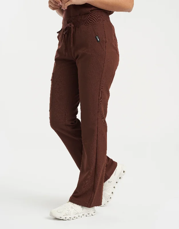 Essential Flare Scrub Pants - Cocoa Slim Fit Casual Pants
