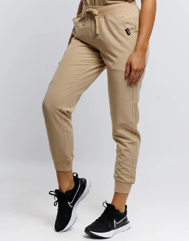 Essential Jogger Scrub Pants - Warm Sand Casual Yoga Pants