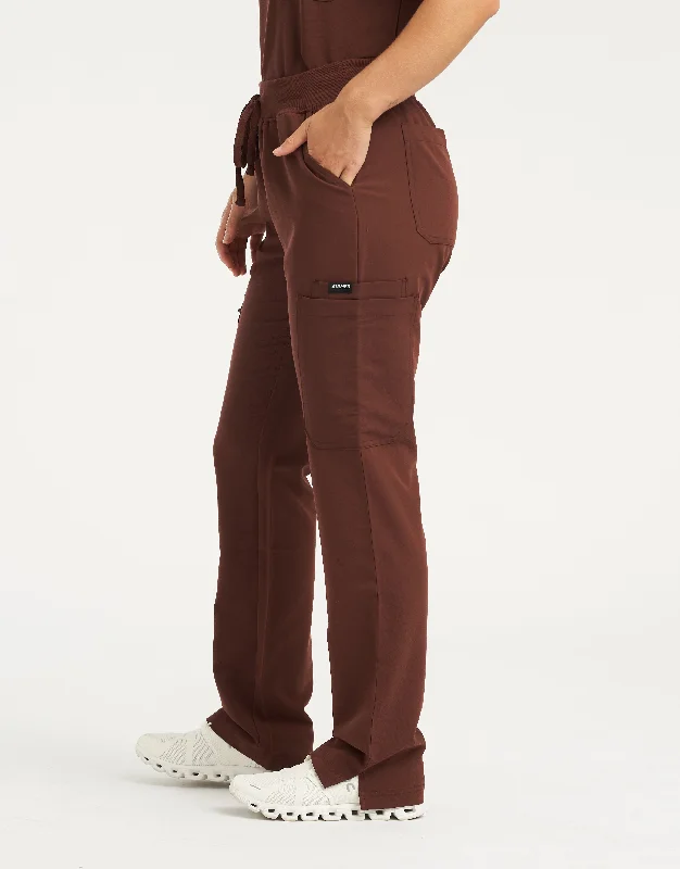 Essential Multi-Pocket Scrub Pants - Cocoa Trendy Printed Leggings