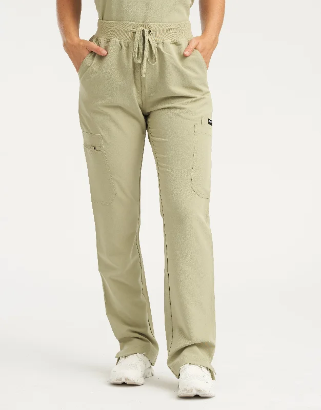 Essential Multi-Pocket Scrub Pants - Matcha Elegant High-Waist Pants