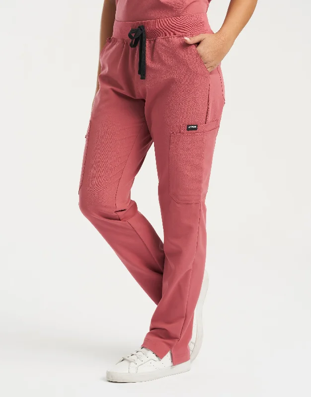 Essential Multi-Pocket Scrub Pants - Mauvewood Trendy Wide-Leg Pants