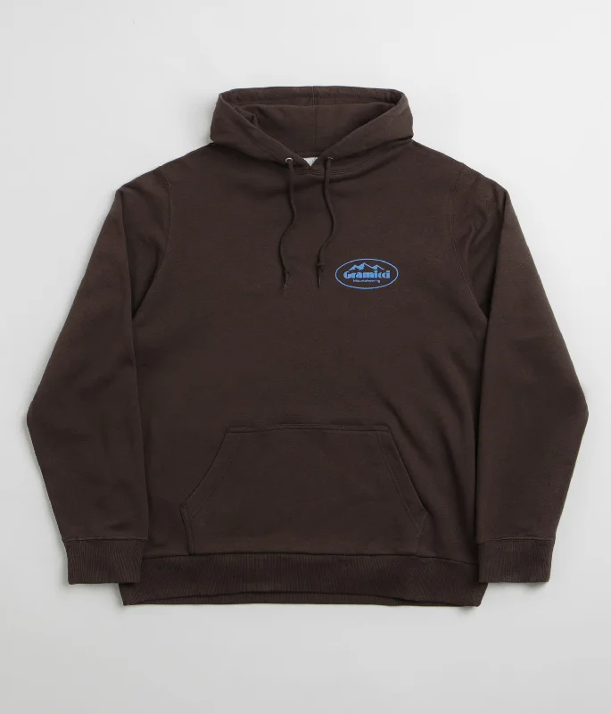 Gramicci Mountaineering Hoodie - Dark Brown Hoodie with Hem Drawcord Adjustable Customizable Gramicci Mountaineering Hoodie - Dark Brown Hoodie with Hem Drawcord Adjustable Customizable