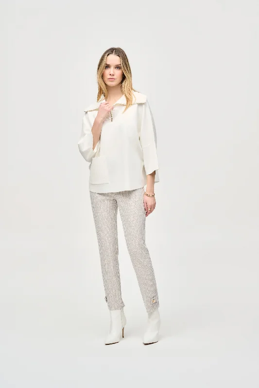 Joseph Ribkoff Houndstooth Jacquard Slim Fit Pants High-Waist Yoga Pants