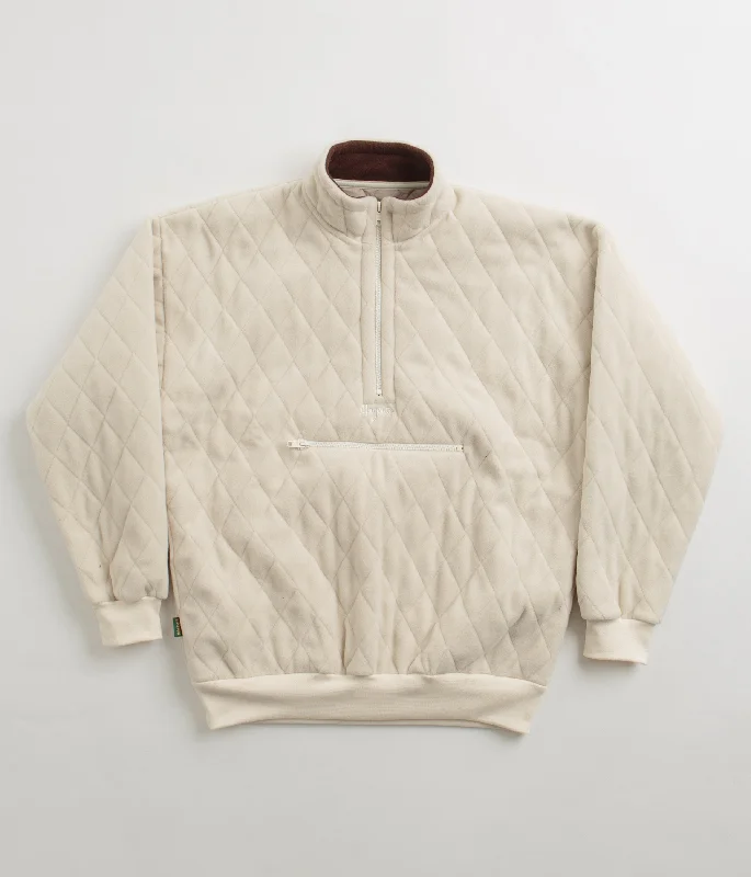 Magenta Lunar Quilted High Neck Sweatshirt - Natural Hoodie with Hem Detail Decorative Unique Magenta Lunar Quilted High Neck Sweatshirt - Natural Hoodie with Hem Detail Decorative Unique