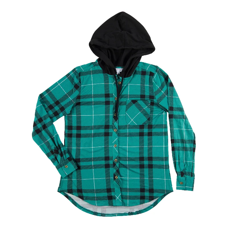 mySTYLE Women's North Country Plaid Hooded Shirt Hoodie with Thumb Holes Functional Cozy mySTYLE Women's North Country Plaid Hooded Shirt Hoodie with Thumb Holes Functional Cozy