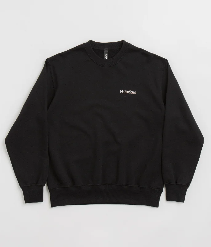 No Problemo Mini Problemo Crewneck Sweatshirt - Black Hoodie with Logo Branding Identity No Problemo Mini Problemo Crewneck Sweatshirt - Black Hoodie with Logo Branding Identity