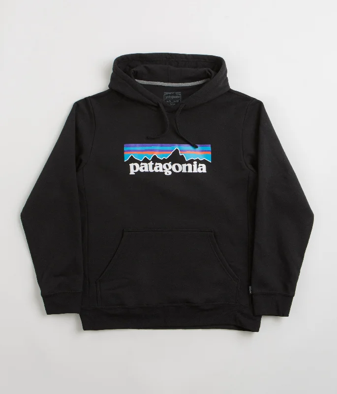 Patagonia P-6 Logo Uprisal Hoodie - Black Hoodie with Pastel Soft Subtle