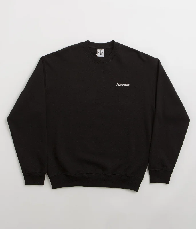 Polar Surf Logo Dave Crewneck Sweatshirt - Black Hoodie with Turtle Neck Cozy Winter Polar Surf Logo Dave Crewneck Sweatshirt - Black Hoodie with Turtle Neck Cozy Winter
