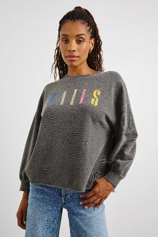 RAILS SIGNATURE SWEATSHIRT - VINTAGE BLACK Hoodie with Contrast Stitching Detailed Premium RAILS SIGNATURE SWEATSHIRT - VINTAGE BLACK Hoodie with Contrast Stitching Detailed Premium