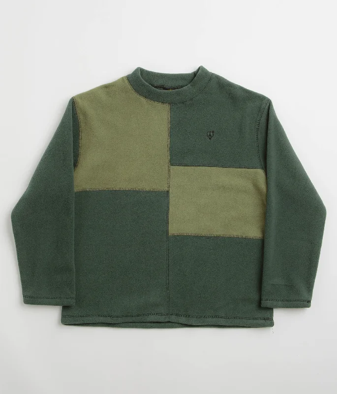 Sexhippies Box Fleece Crewneck Sweatshirt - Forest / Olive Hoodie with Hem Raw Edge Edgy Unfinished Sexhippies Box Fleece Crewneck Sweatshirt - Forest / Olive Hoodie with Hem Raw Edge Edgy Unfinished