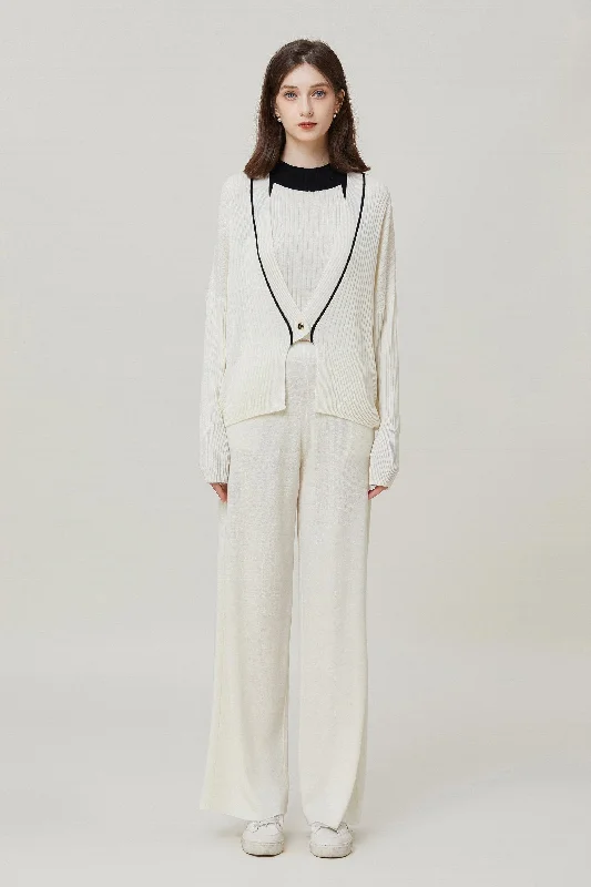 Sylphide | Sian White Wool Blend Pants Stretch Fit Pants
