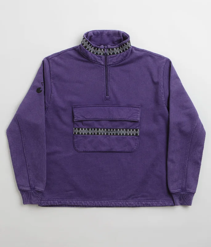 The Trilogy Tapes Pulse Tape Funnel Neck Sweatshirt - Purple Hoodie with Magnetic Closure Innovative Modern The Trilogy Tapes Pulse Tape Funnel Neck Sweatshirt - Purple Hoodie with Magnetic Closure Innovative Modern