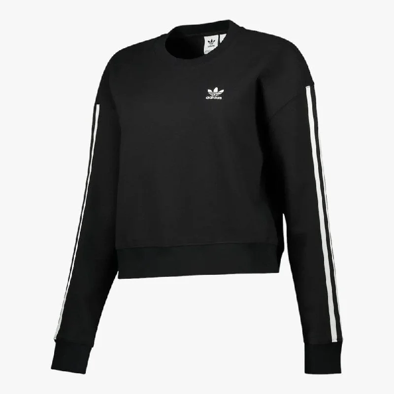 adidas Womens Adicolor 3-Stripe Sweatshirt Black Hoodie with Logo Branding Identity