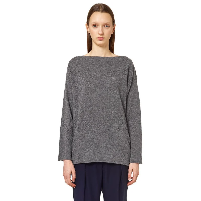 Alpha Studio Gray Cashmere Sweater Cashmere Blend Cotton Blend Poly Blend