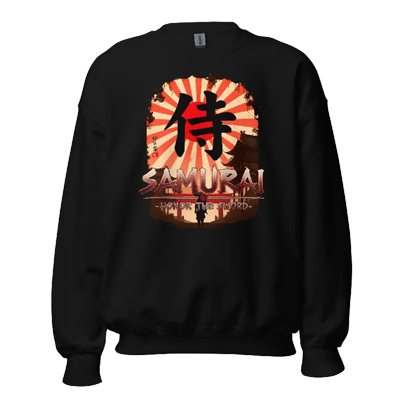 Anime Samurai Warrior Honor The Sword Sweatshirt Long Sleeve Pullover Sweater Hoodie with Camouflage Military Edgy