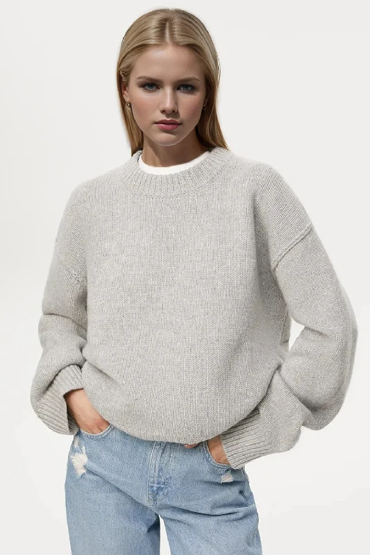 Round Crew Neck Dropped Shoulder Sweater Sweater Knitwear Pullover