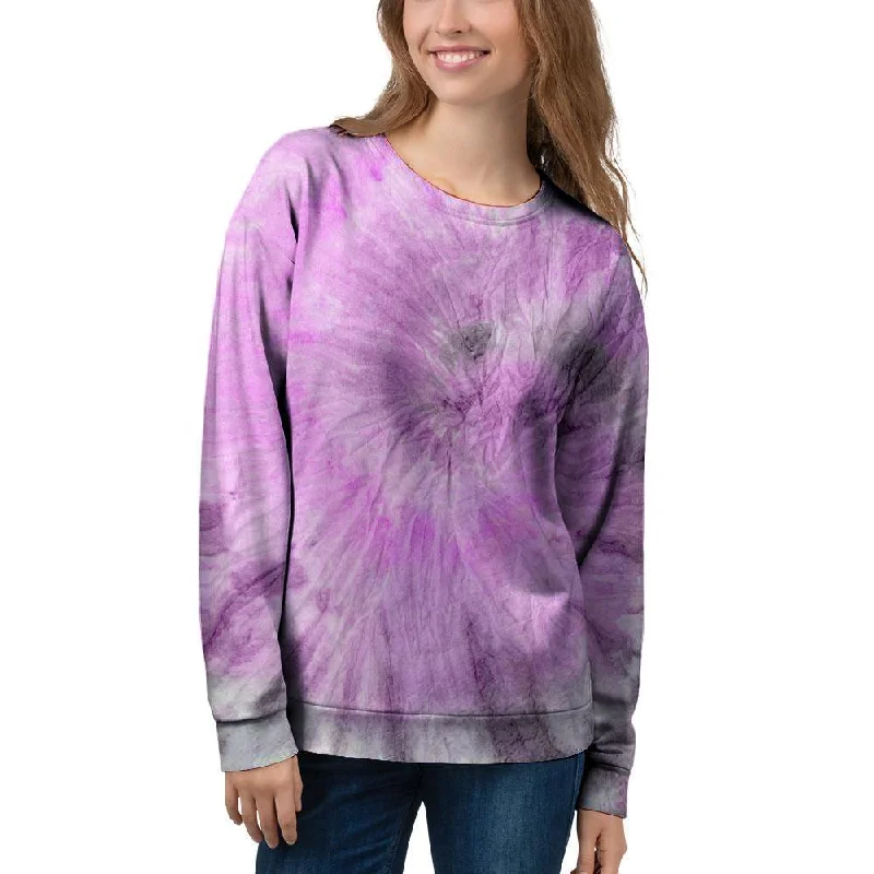 Black And Purple Tie Dye Women's Sweatshirt Hoodie with Button Classic Timeless