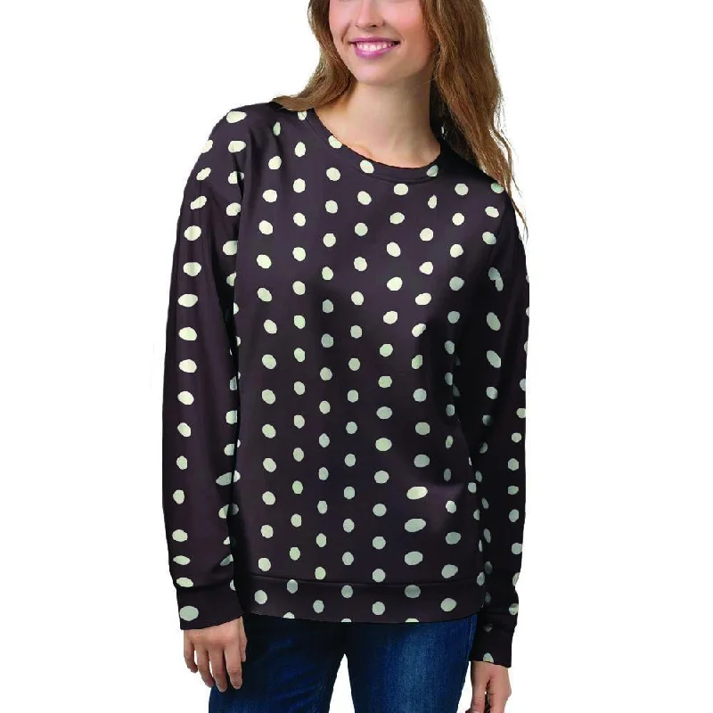 Black And White Tiniy Polka Dot Women's Sweatshirt Hoodie with Hem Lace Feminine Delicate