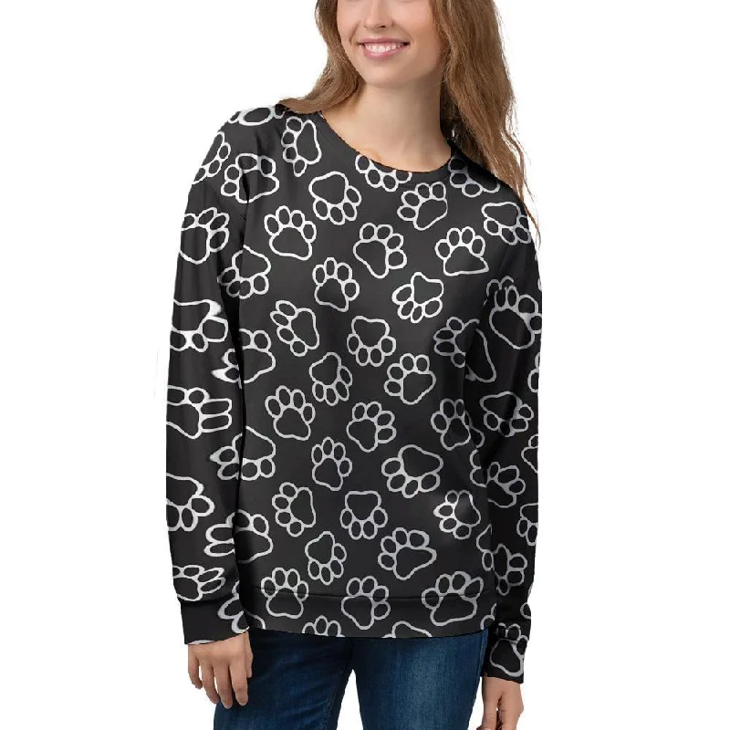 Black Paw Women's Sweatshirt Hoodie with Raglan Sleeves Sporty Comfortable