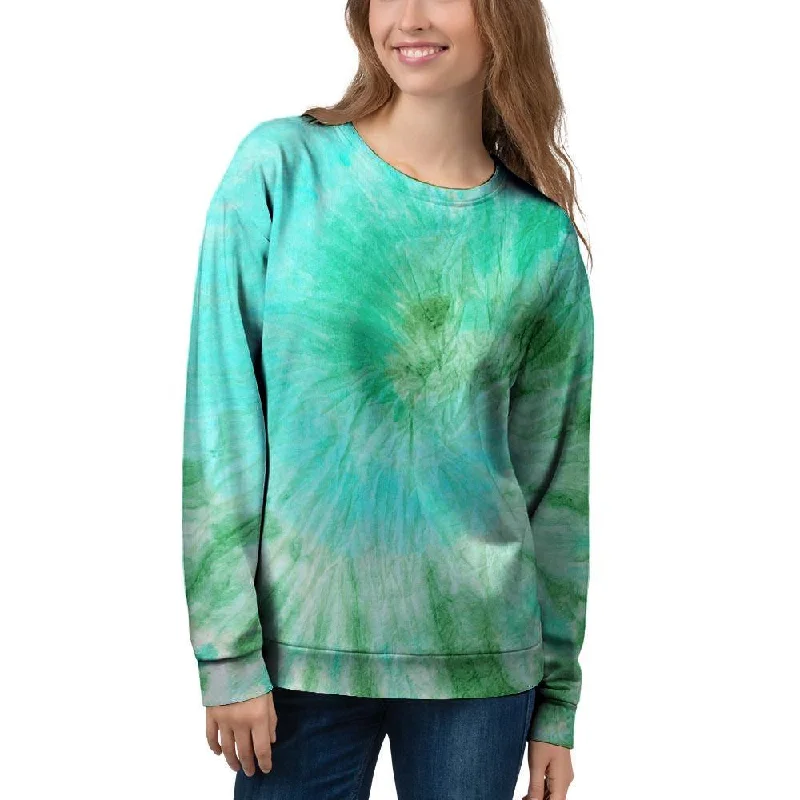 Blue And Green Tie Dye Women's Sweatshirt Hoodie with Logo Branding Identity