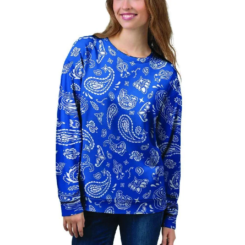 Blue Bandana Women's Sweatshirt Hoodie with Hem Detail Decorative Unique