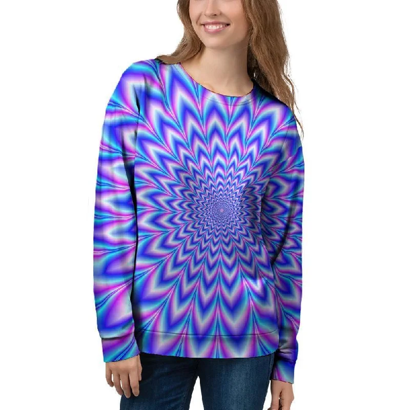 Blue Optical illusion Women's Sweatshirt Hoodie with Tie-Dye Psychedelic Retro