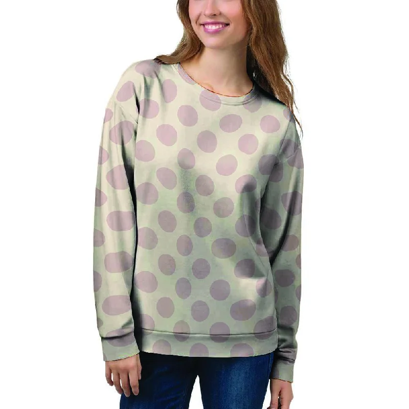 Brown And Cream Polka Dot Women's Sweatshirt Hoodie with Gradient Ombre Colorful