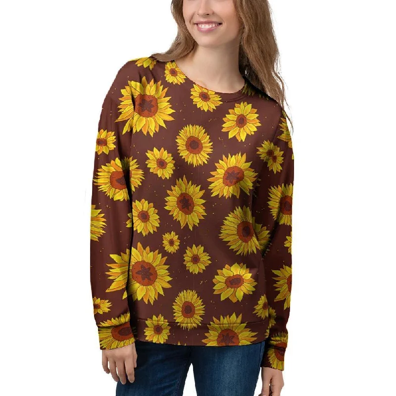 Brown Sunflower Women's Sweatshirt Hooded Sweatshirt Casual Wear Street Style