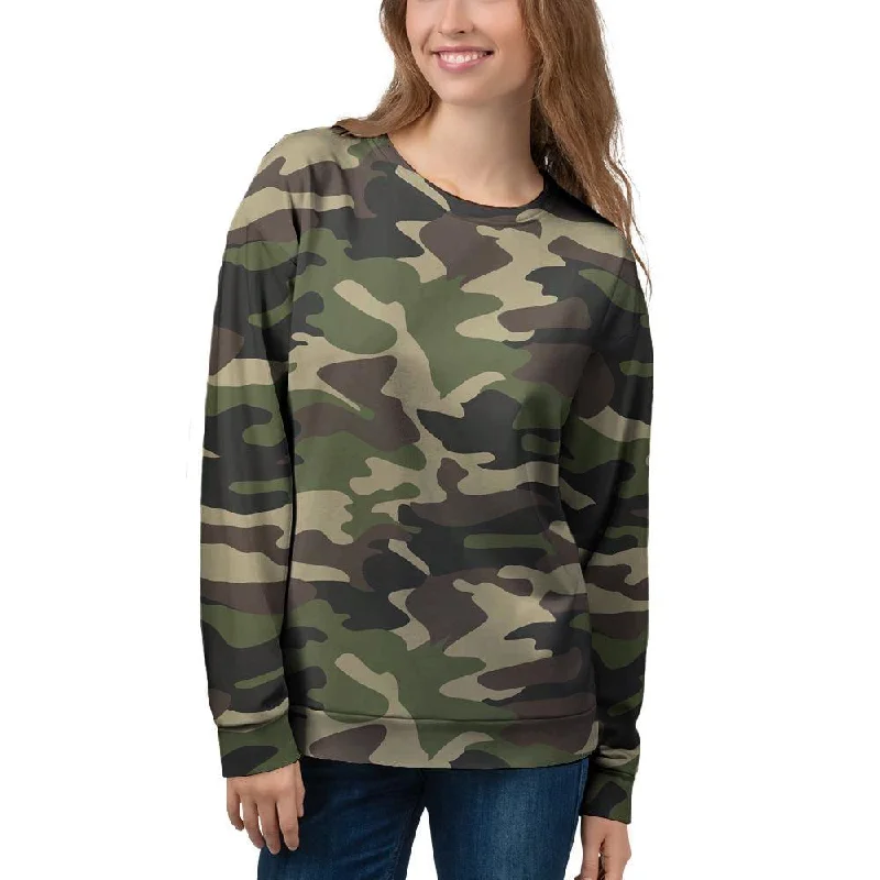 Camo Camouflage Print Women's Sweatshirt Hoodie with Back Slit Movement Comfort