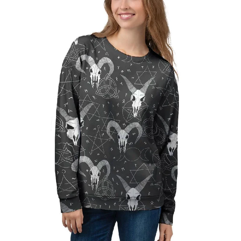 Capricorn Astrology Gothic Witch Women's Sweatshirt Hoodie with Slit Hem Functional Movement