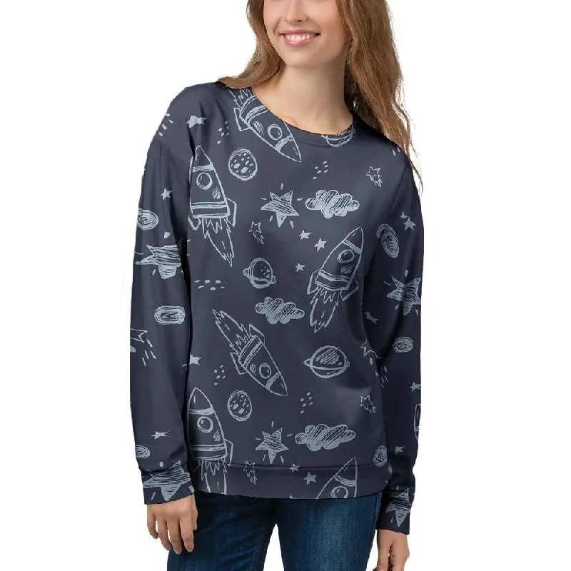 Cartoon Galaxy Space Women's Sweatshirt Hoodie with Zipper Placket Modern Functional