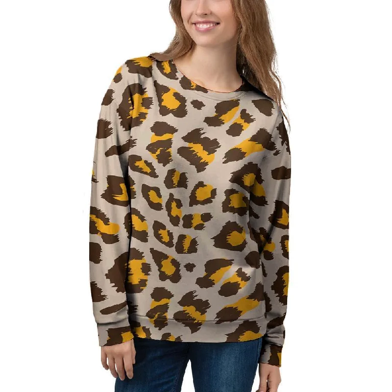 Cheetah Print Women's Sweatshirt Hoodie with Raw Hem Edgy Unfinished