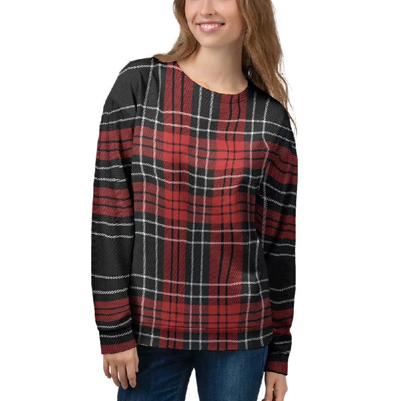 Christmas Red Plaid Scottish Women's Sweatshirt Hoodie with Stripes Bold Sporty