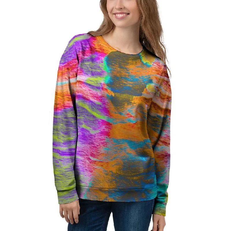 Colorful Abstract Tie Dye Women's Sweatshirt Zip Hoodie Drawstring Kangaroo Pocket