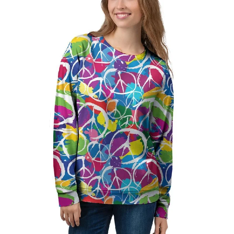 Colorful Hippie Women's Sweatshirt Hoodie with Hem Ribbing Snug Secure