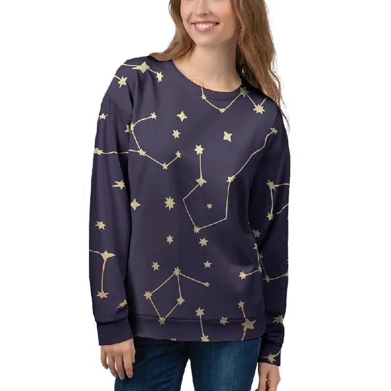 Constellation Galaxy Space Women's Sweatshirt Hoodie with Contrast Stitching Detailed Premium