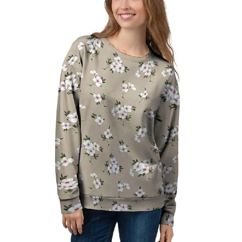 Cute Floral Flower Print Women's Sweatshirt Hoodie with Hem Detail Decorative Unique