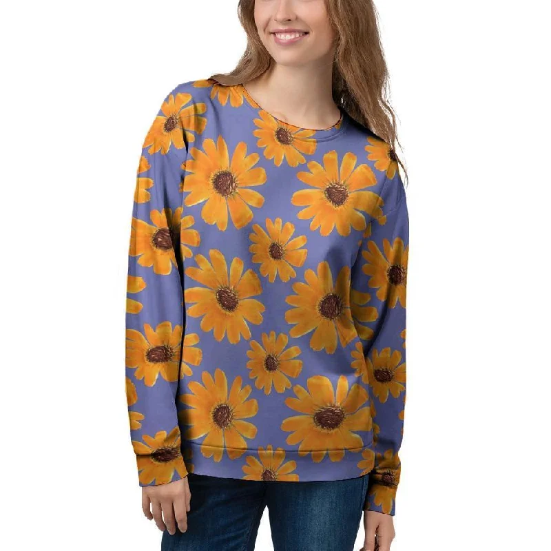 Cute Sunflower Women's Sweatshirt Hoodie with Elastic Waist Stretchable Comfortable