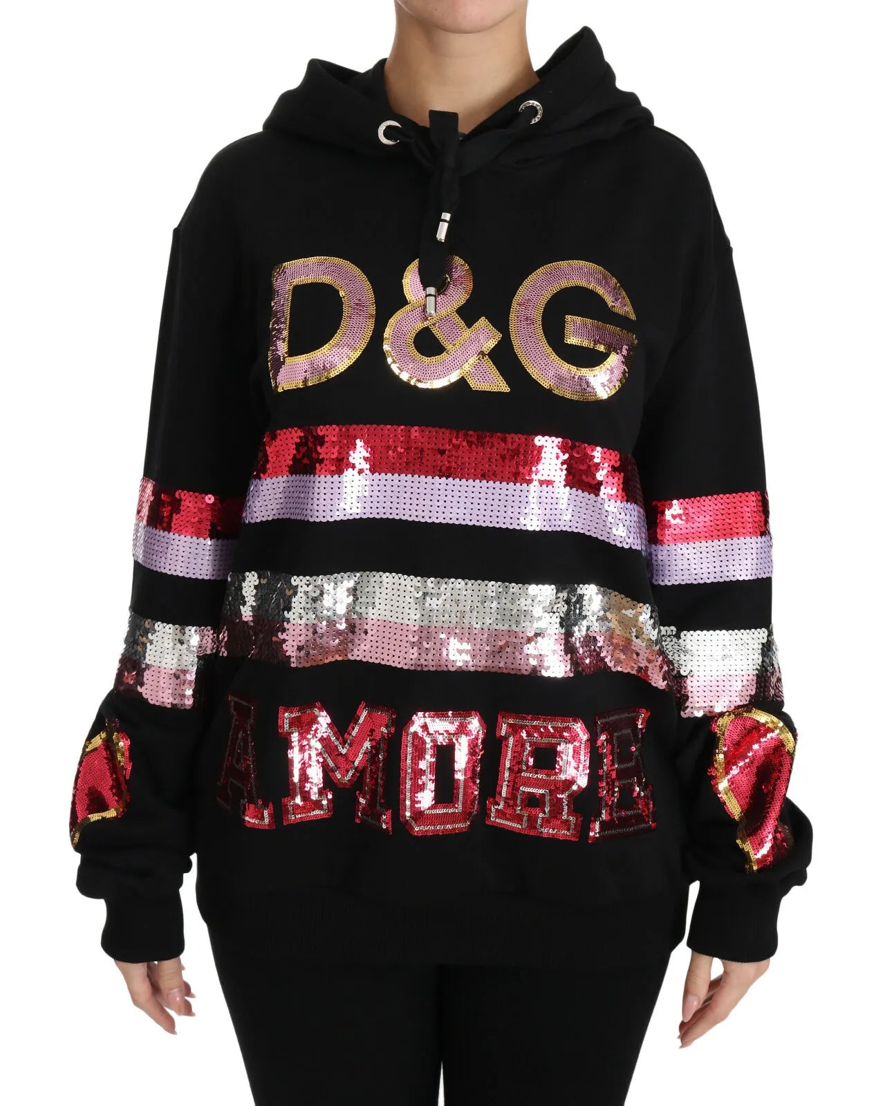 Dg Sequined Hooded Pullover Sweater Velvet Chenille Corduroy