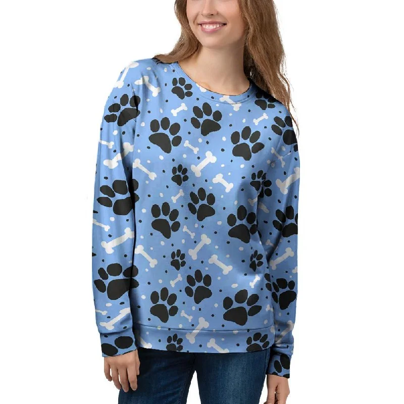 Dog Bone Paw Women's Sweatshirt Hoodie with Hidden Zipper Minimalist Clean