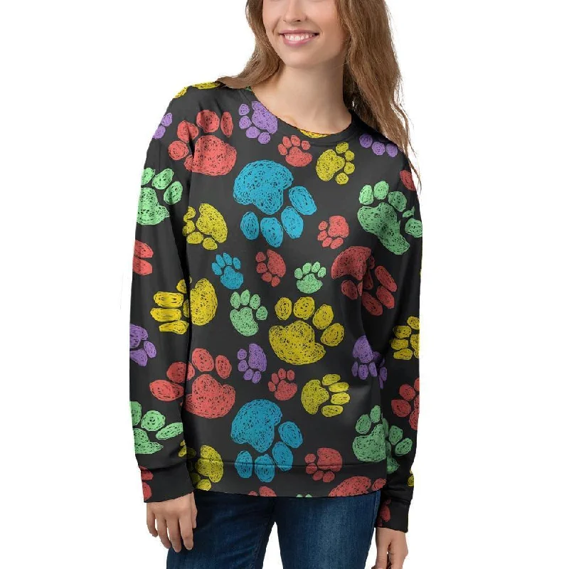 Doodle Paw Women's Sweatshirt Hoodie with Cuffed Sleeves Snug Secure