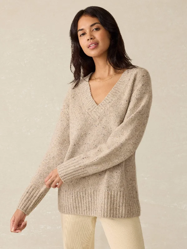 Driftwood Donegal Sweater - Oatcake Boat Neck Shawl Collar Notched Collar