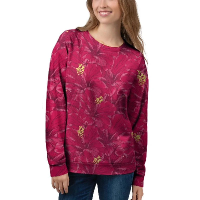 Exotic Hibiscus Flower Hawaiian Print Women's Sweatshirt Hoodie with Gradient Ombre Colorful