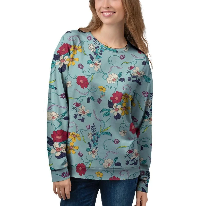 Floral Flower Print Women's Sweatshirt Hoodie with Mesh Breathable Sporty