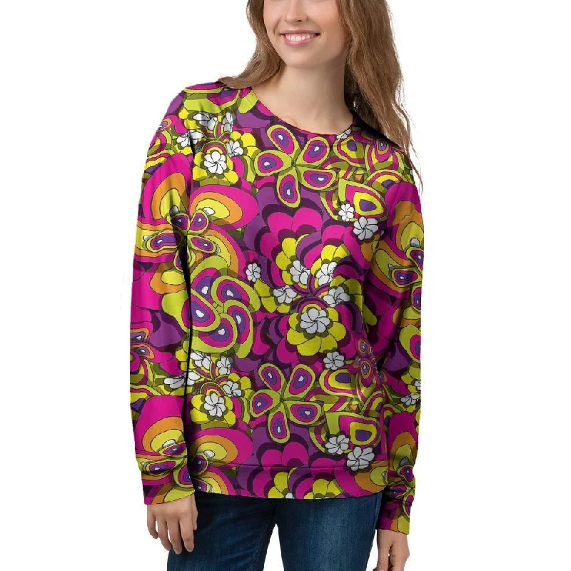 Floral Trippy Women's Sweatshirt Hoodie with Pattern Geometric Abstract