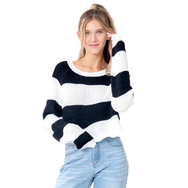 SWEATER PARA MUJER OVERSIZE ROUND NECK WITH STRIPES FOREVER 21 Collared Crew Neck Turtle Neck