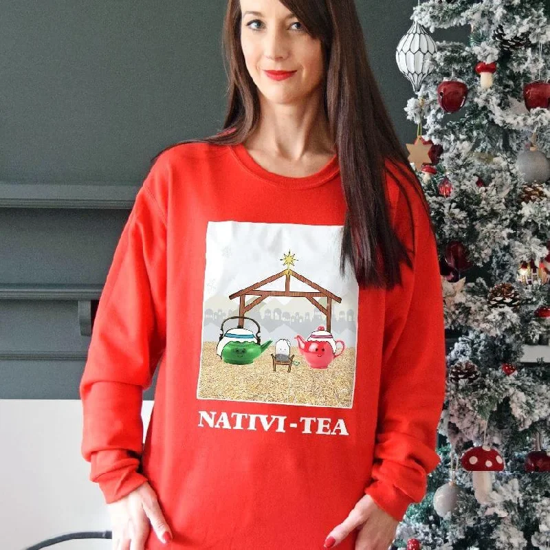 Funny Tea Christmas Jumper Zippered Buttoned Snapped