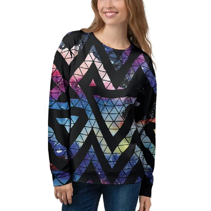 Galaxy Space Triangle Women's Sweatshirt Cotton Hoodie Fleece Lining Warmth