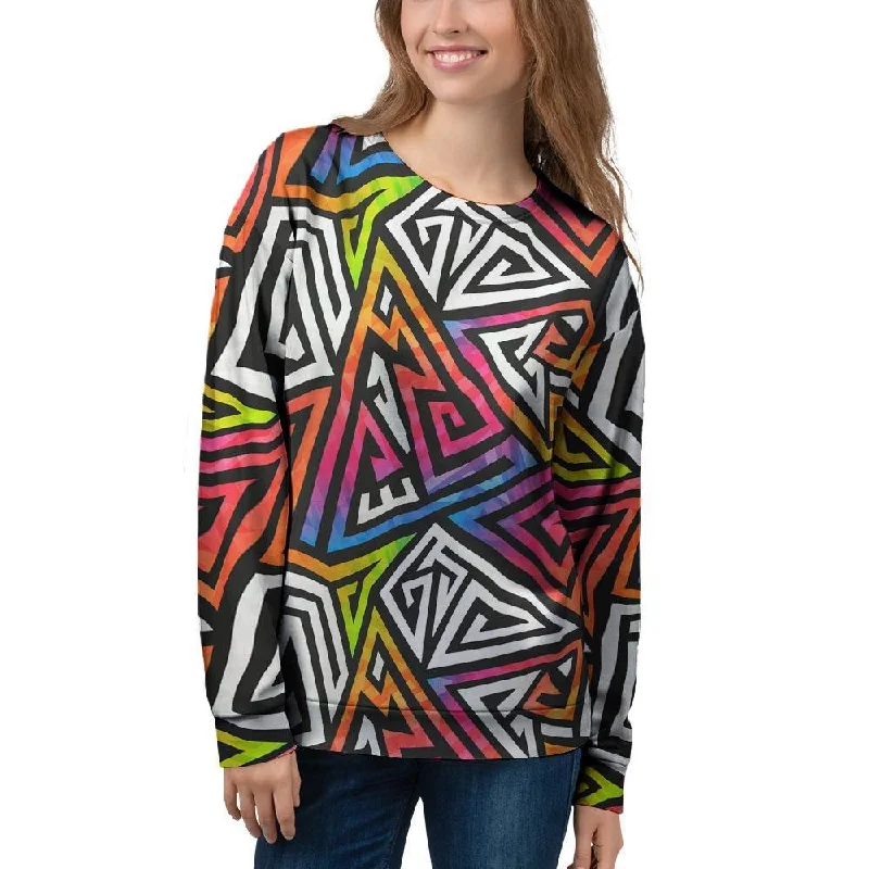 Geometric Women's Sweatshirt Hoodie with Hem Fringe Bohemian Relaxed